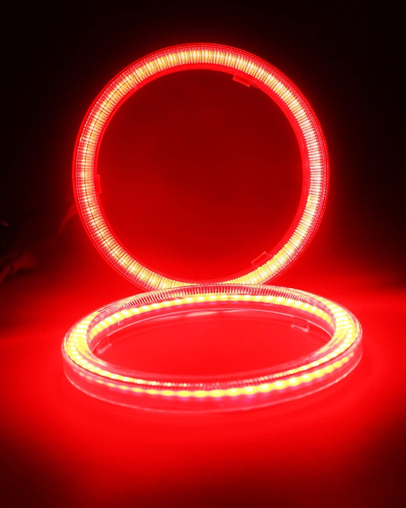 Qasim 1 Pair Red 63SMD 80MM Halo Rings Car Angel Eyes DRL Fog Lights COB LED With Cover 12V 24V - Image 4